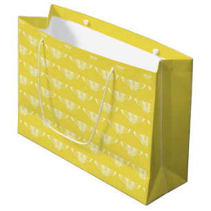 Stylised Art Deco butterfly - yellow and white Large Gift Bag
