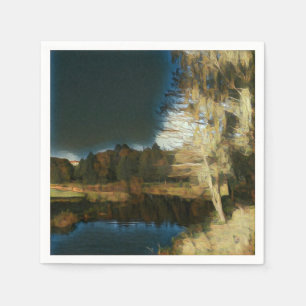 Stylised Autumn Countryside Landscape Paper Napkin