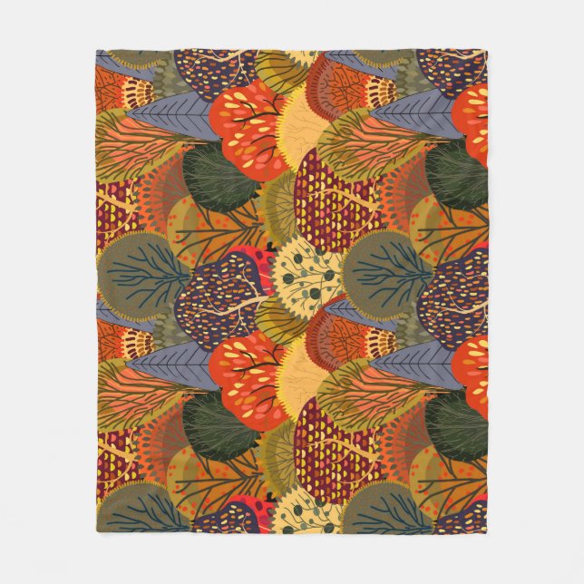Stylised autumn trees, bright forest pattern. fleece blanket (Front)