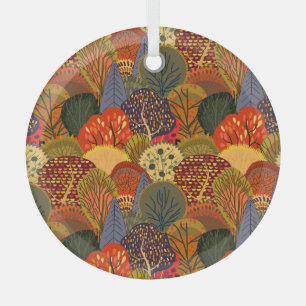 Stylised autumn trees, bright forest pattern. glass tree decoration