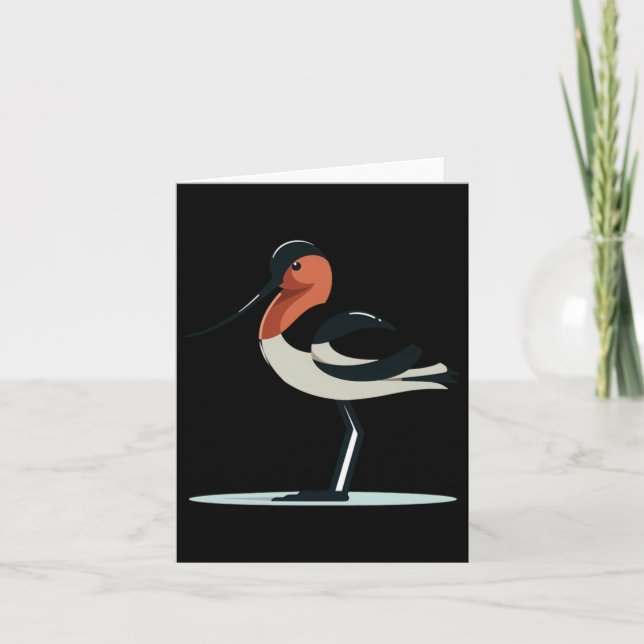 Stylised Avocet Bird With Long Beak And Elegant Pl Card (Front)