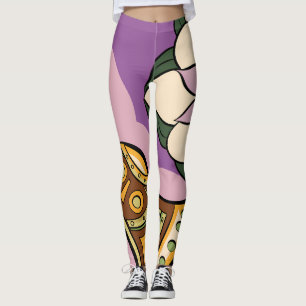 Stylised Axe and Flower Design Leggings