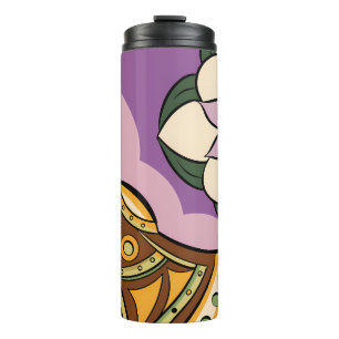 Stylised Axe and Flower Design Thermal Tumbler