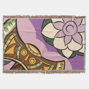 Stylised Axe and Flower Design Throw Blanket