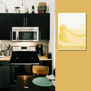 Stylised Bananas Yellowish-White Kitchen Wall  Canvas Print