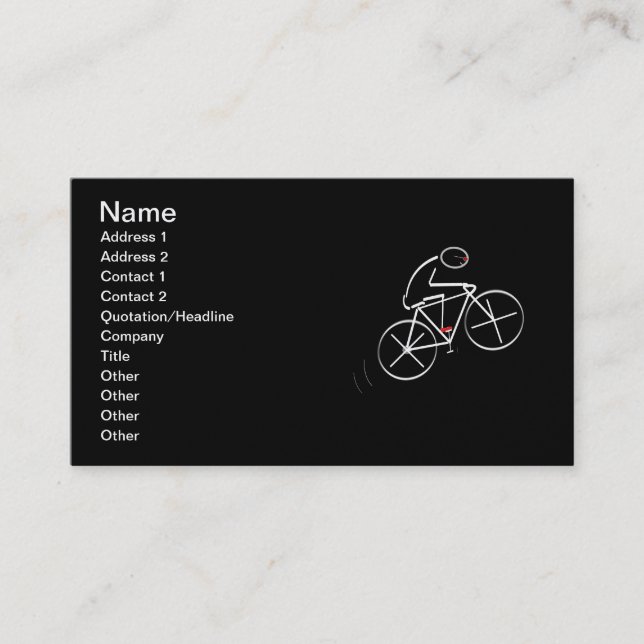 Stylised Bicyclist Design Business Card (Front)