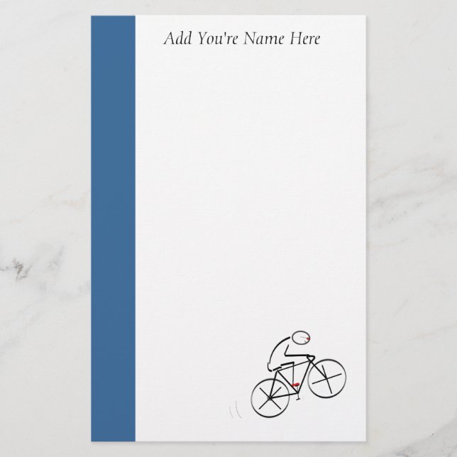 Stylised Bicyclist Design Stationery (Front)