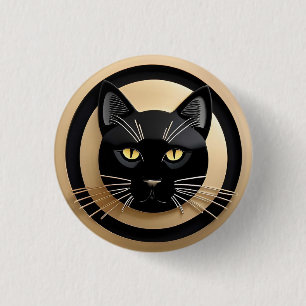 Stylised Black Cat Illustration 3 Cm Round Badge