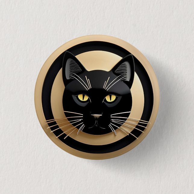 Stylised Black Cat Illustration 3 Cm Round Badge (Front)