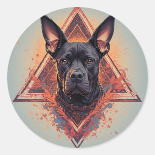 Stylised Black Dog Portrait Classic Round Sticker