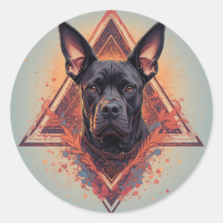 Stylised Black Dog Portrait Classic Round Sticker