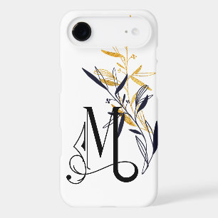 Stylised Black Gold Decorative Floral Monogram M