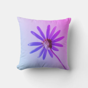 Stylised Blue Daisy Flower Cushion Throw Pillow