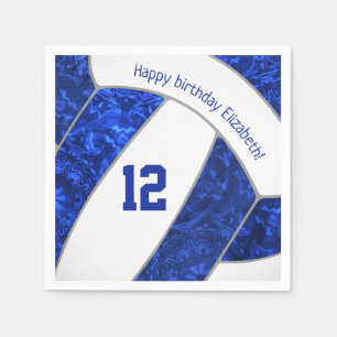 stylised blue white girly volleyball sports napkin