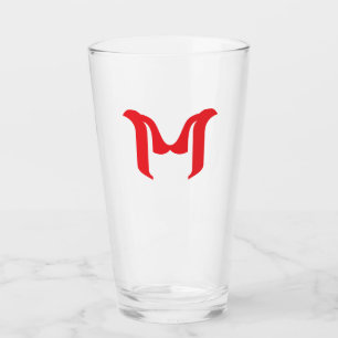 Stylised Bold Geometric Red Letter M Glass
