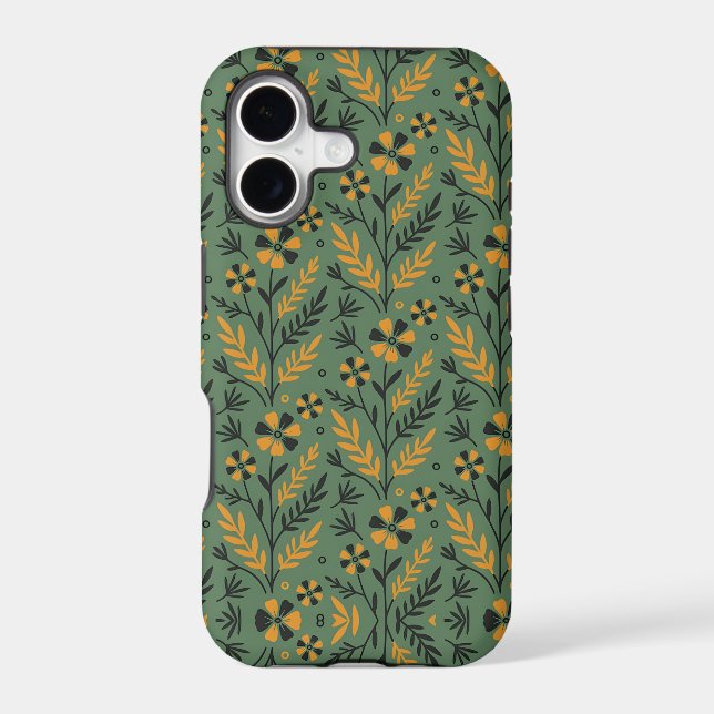 Stylised botanical orange and black floral pattern (Back)