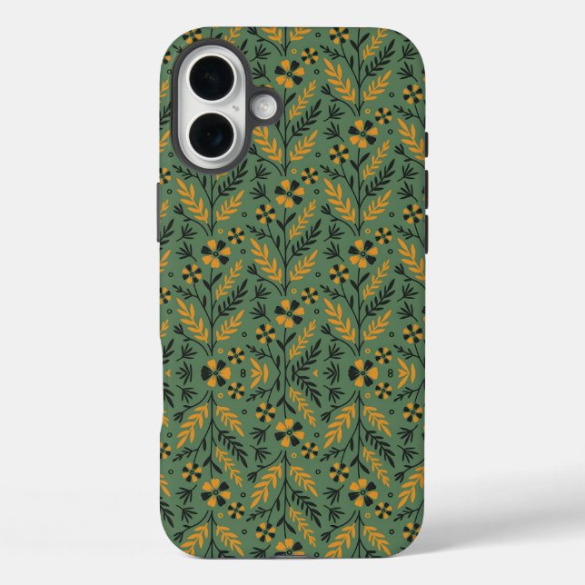 Stylised botanical orange and black floral pattern Case-Mate iPhone case (Back)