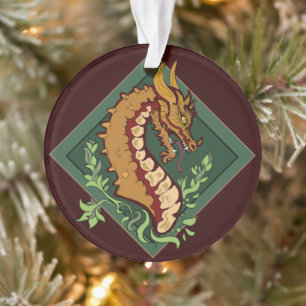 Stylised Brown Dragon Ornament