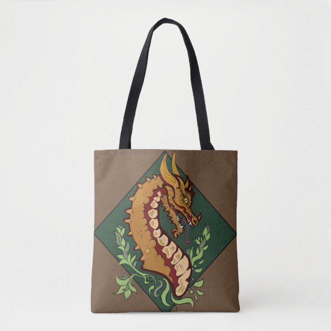 Stylised brown Dragon Tote Bag (Front)