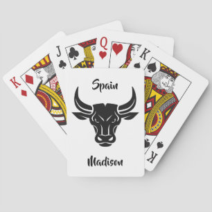 Stylised Bull custom name & text playing cards