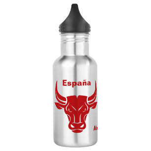 Stylised Bull custom name & text water bottles