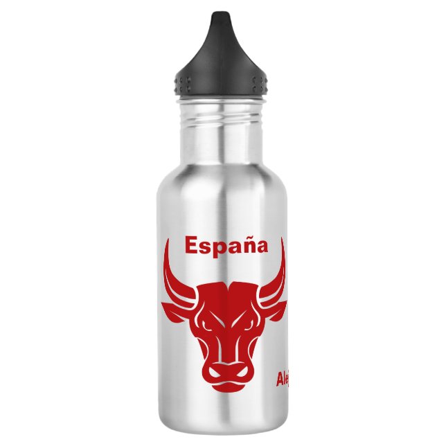 Stylised Bull custom name & text water bottles (Left)