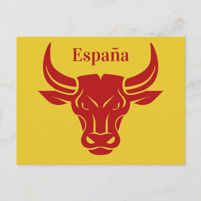 Stylised Bull custom text & colour postcard (Front)