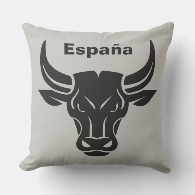 Stylised Bull custom text & colour throw pillows (Front)