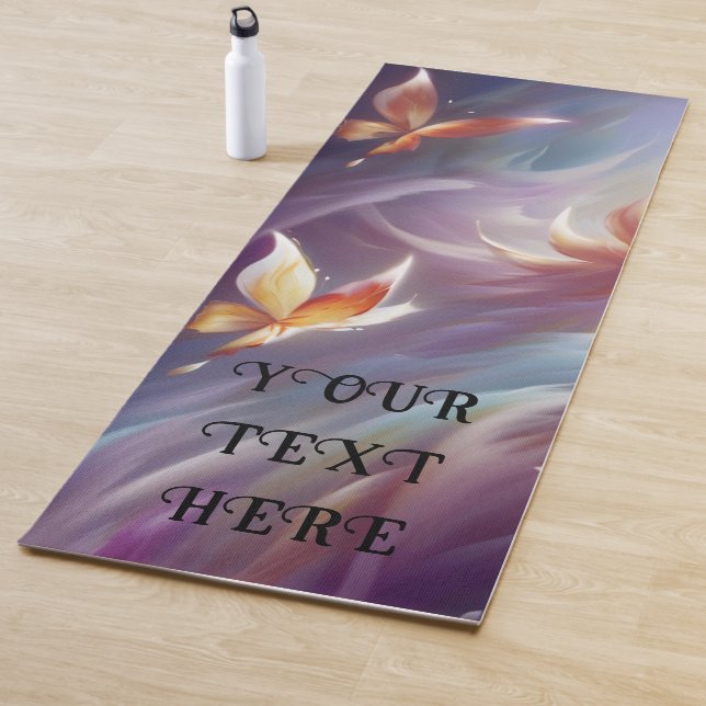 Stylised Butterflies and Flower Custom Yoga Mat (In Situ)