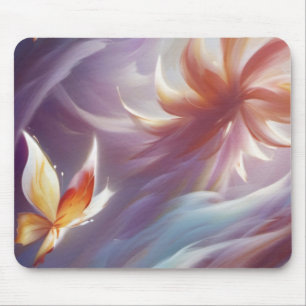 Stylised Butterfly and Flower Mouse Pad