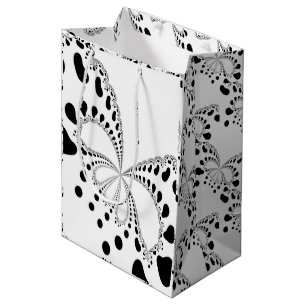 Stylised Butterfly Black And White Fractal Art Medium Gift Bag