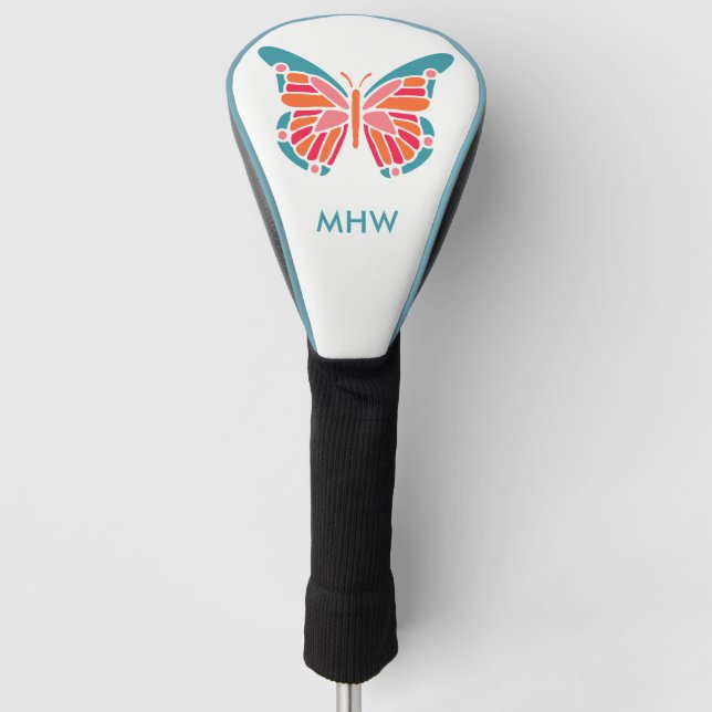 Stylised Butterfly custom monogram driver cover (Front)