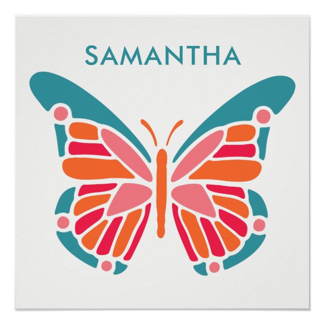 Stylised Butterfly custom name poster (Front)