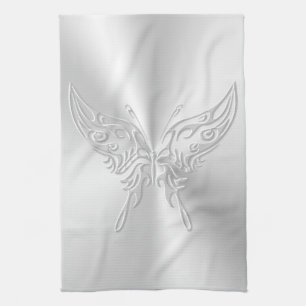 Stylised Butterfly Round Tail, Embossed-effect Tea Towel
