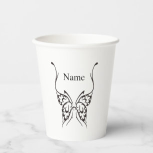 Stylised Butterfly Tattoo Art Illustration Paper Cups