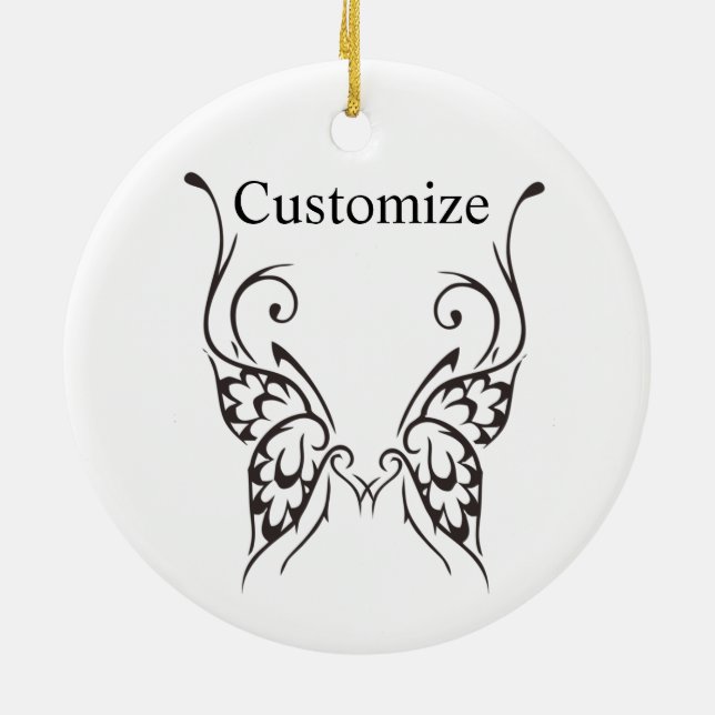 Stylised Butterfly Tattoo Thunder_Cove  Ceramic Tree Decoration (Back)