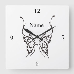 Stylised Butterfly Tattoo Thunder_Cove Square Wall Clock