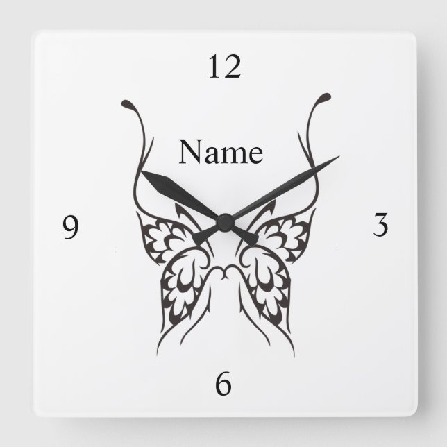 Stylised Butterfly Tattoo Thunder_Cove Square Wall Clock (Front)