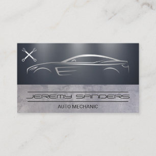 Stylised Car Auto Repair Wrench Logo Business Card