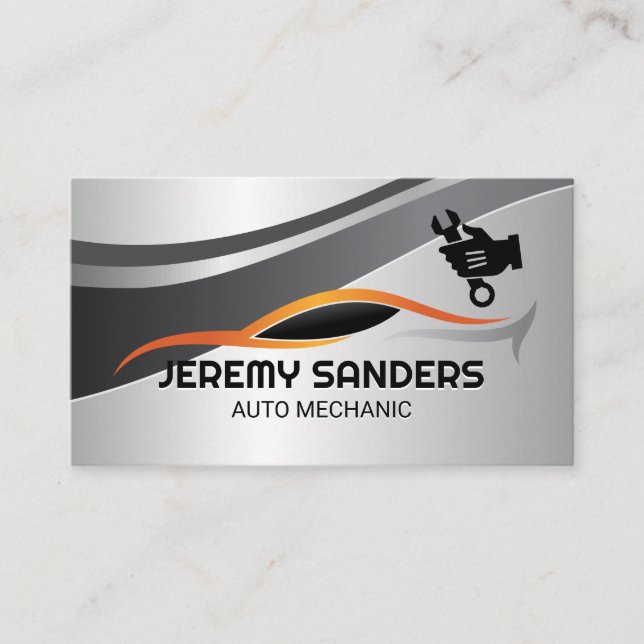 Stylised Car Logo | Mechanic Wrench Logo Business Card (Front)