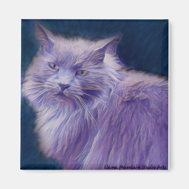 Stylised Cat #1 Purple Twig magnet (Front)