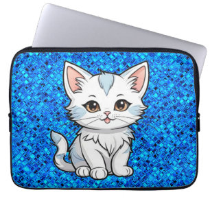 Stylised Cat Cartoon Line Art Design-52316 Laptop Sleeve