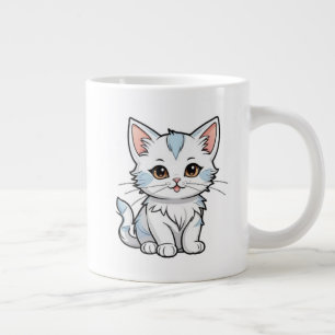 Stylised Cat Cartoon Line Art Design-52316 Large Coffee Mug