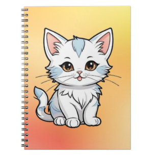 Stylised Cat Cartoon Line Art Design-52316 Notebook