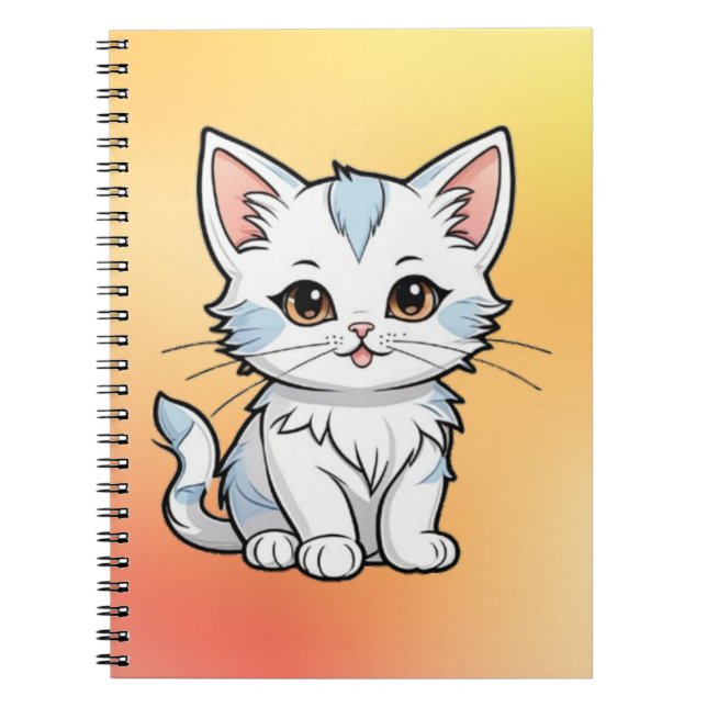 Stylised Cat Cartoon Line Art Design-52316 Notebook (Front)