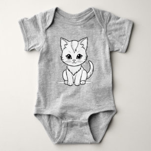 Stylised Cat Kitten Line Art Design-52315 Baby Bodysuit