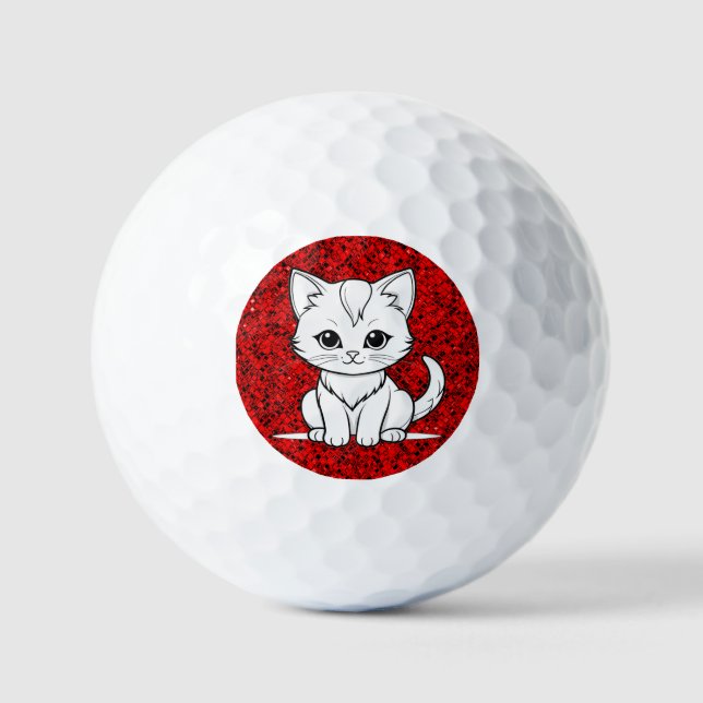 Stylised Cat Kitten Line Art Design-52315 Golf Balls (Front)