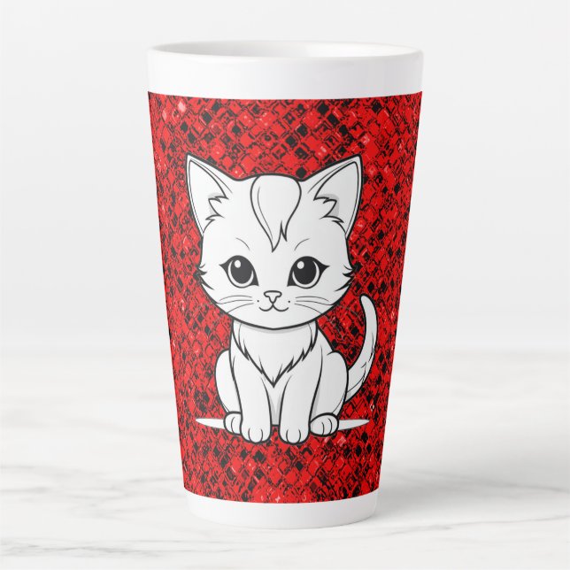 Stylised Cat Kitten Line Art Design-52315 Latte Mug (Front)