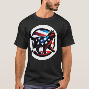Stylised Cat Silhouette With American Flag Colours T-Shirt