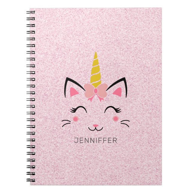 Stylised Cat unicorn illustration Notebook (Front)